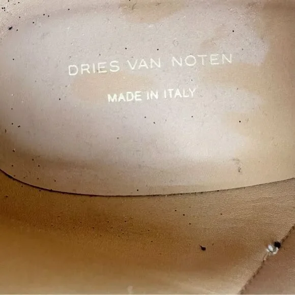 Dries Van Noten Black Glitter Block Heel Side-zip‎ Designer Bootie Boots Sz 9.5